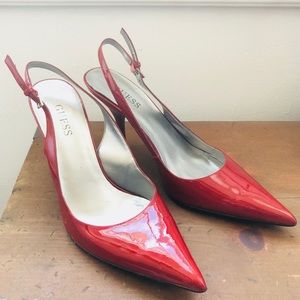 GUESS Slingback red pointed toe pumps (sz 8)